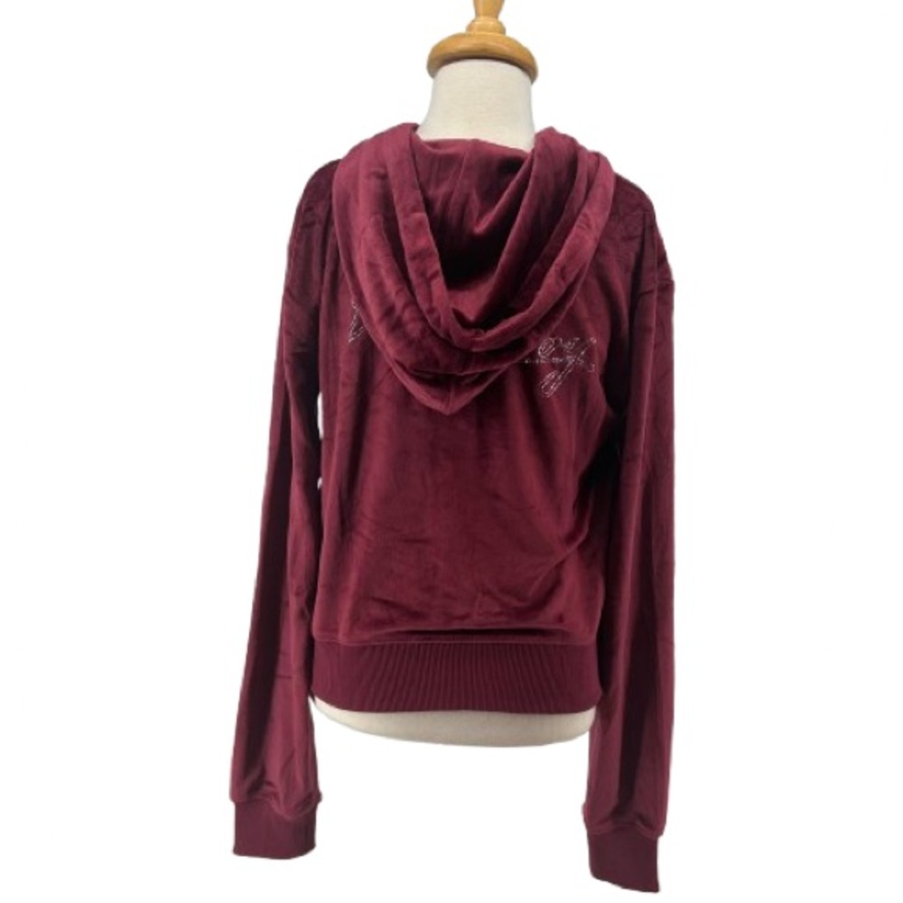 NWT Playboy The Icon Velour Logo Hoodie Burgundy Size XS - Picture 9 of 14